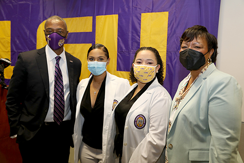 LSU President William Tate, Heather Duplessis, Lauren Bagneris, Mayor LaToya Cantrell